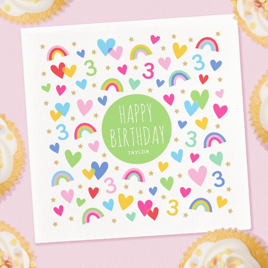 レインボーハート3rd誕生日パーティー名グリーン スタンダードカクテルナプキン