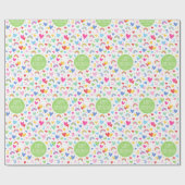 レインボーハート3rd誕生日名前をカスタムするグリーン ラッピングペーパー (フラット)
