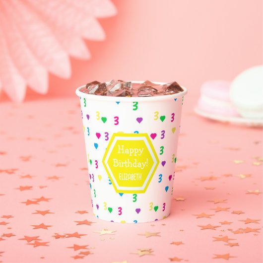レインボーハート3rd誕生日 紙コップ (インサイチュ)