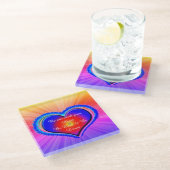 レインボーハート ガラスコースター (アングル)