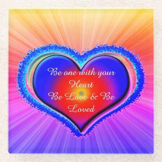 レインボーハート ガラスコースター (正面)