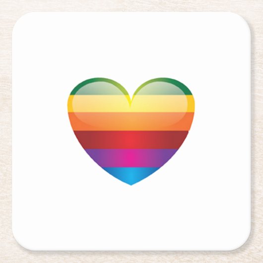 レインボーハート スクエアペーパーコースター (正面)