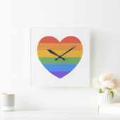レインボーハート スクエア壁時計 (ホーム)