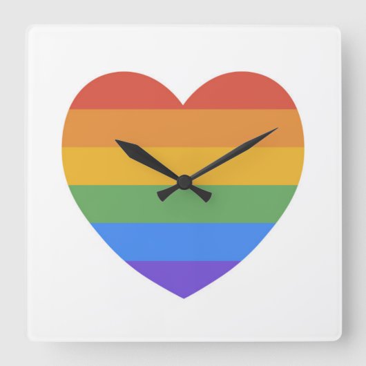 レインボーハート スクエア壁時計 (正面)