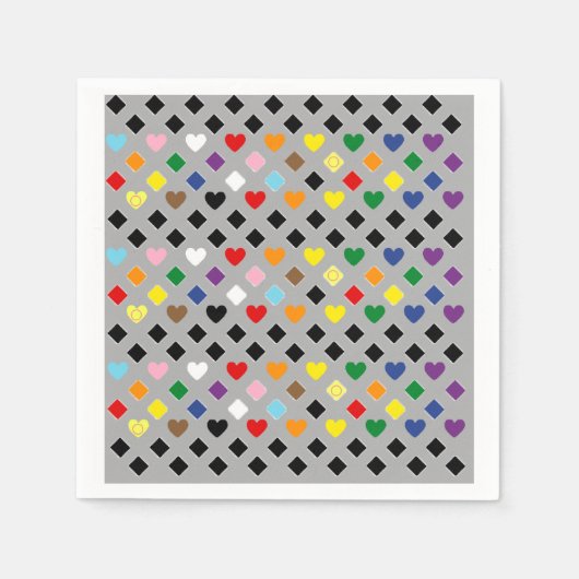 レインボーハート スタンダードカクテルナプキン (正面)