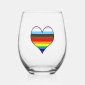 レインボーハート ステムなしワイングラス (正面)