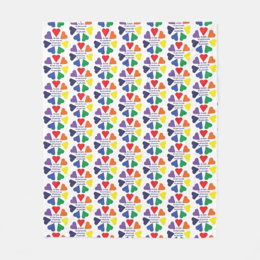 レインボーハート フリースブランケット (正面)