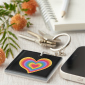 レインボーハート。プライドゲイラブキーチェーン キーホルダー (正面右)