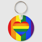 レインボーハート&プライドレインボー国旗/LGBTコミュニティ キーホルダー (正面)