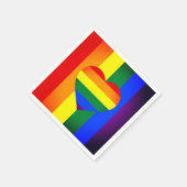 レインボーハート&プライドレインボー国旗/LGBTコミュニティ スタンダードカクテルナプキン (角)