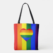レインボーハート&プライドレインボー国旗/LGBTコミュニティ トートバッグ (裏面)