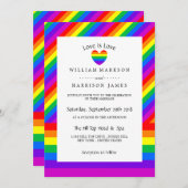 レインボーハート ラブ イズ ラブ ウェディング 招待状 (正面/裏面)