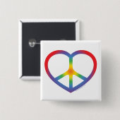 レインボーハート，愛，平和サイン 缶バッジ (正面&裏面)