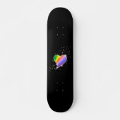 レインボーハート(星を黒に設定) スケートボード (正面)
