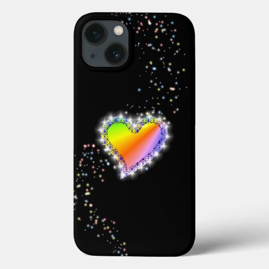 レインボーハート(星を黒に設定) Case-Mate iPhoneケース (裏面)