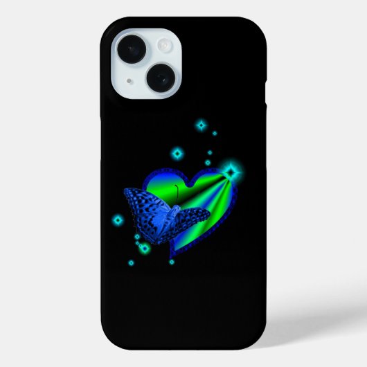 レインボーハート(星を黒に設定) Case-Mate iPhoneケース (裏面)