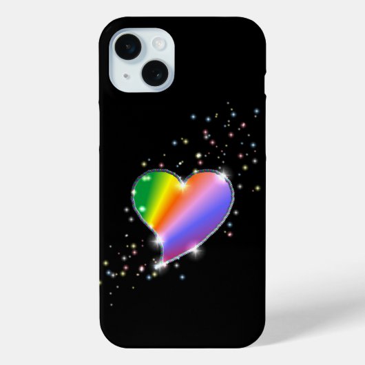 レインボーハート（星を黒に設定） Case-Mate iPhoneケース (裏面)