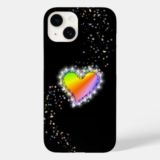 レインボーハート(星を黒に設定) Case-Mate iPhoneケース (裏面)