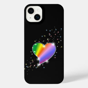 レインボーハート（星を黒に設定） iPhone 14 PLUSケース