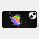レインボーハート（星を黒に設定） iPhoneケース (裏面横)