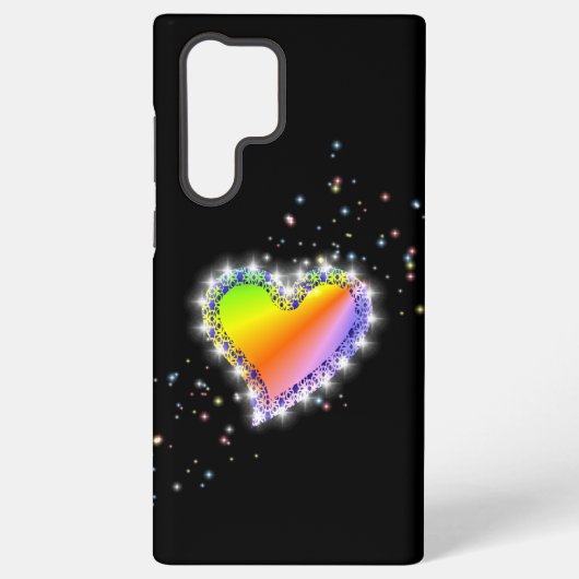 レインボーハート（星を黒に設定） SAMSUNG GALAXYケース (裏面)