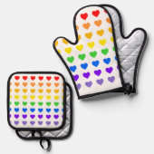 レインボーハート 鍋つかみ&鍋敷きセット (正面/裏面)