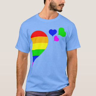 レインボーハートLGBレズビアンゲイカップルLGBQバレンティン Tシャツ