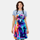 レインボーハードドッグアート エプロン (着用した状態)