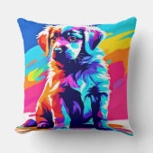 レインボーハードドッグアート クッション (正面)