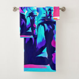 レインボーハードドッグアート バスタオルセット