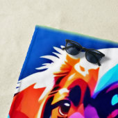 レインボーハードドッグアート ビーチタオル (インサイチュ)