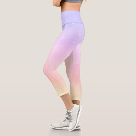 レインボーハードパステルグラディエントスターリー銀河系ヨガ カプリレギンス