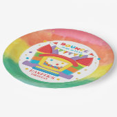 レインボーバウンスハウスバースデーパーティー ペーパープレート (アングル)