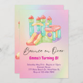 レインボーバウンスハウスパーティー招待状 招待状 (正面/裏面)