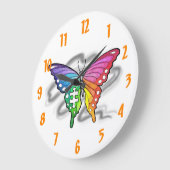 レインボーバタフライウォールクロック ラージ壁時計 (傾斜)