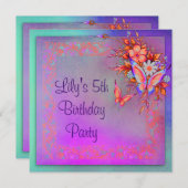 レインボーバタフライガールズ5thバースデーパーティー 招待状 (正面/裏面)