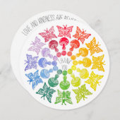 レインボーバタフライキノコサンキューカード 招待状 (正面/裏面)