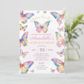 レインボーバタフライバースデーパーティーの招待 招待状