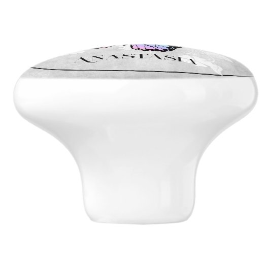 レインボーバタフライパーソナライズされたフローラ セラミックノブ (側面)