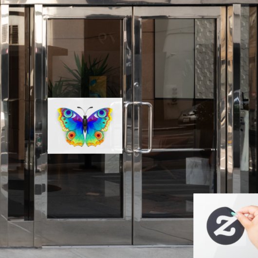 レインボーバタフライピーコックアイ ウィンドウサイン (オフィスドア)