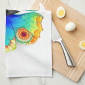 レインボーバタフライピーコックアイ キッチンタオル (四つ折り)