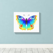 レインボーバタフライピーコックアイ キャンバスプリント (インサイチュ (ウッドフロア))