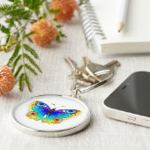 レインボーバタフライピーコックアイ キーホルダー (側面)