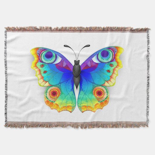 レインボーバタフライピーコックアイ スローブランケット (正面)