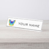 レインボーバタフライピーコックアイ デスクネームプレート (正面)