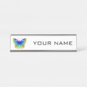 レインボーバタフライピーコックアイ デスクネームプレート (正面)