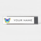 レインボーバタフライピーコックアイ デスクネームプレート (正面)