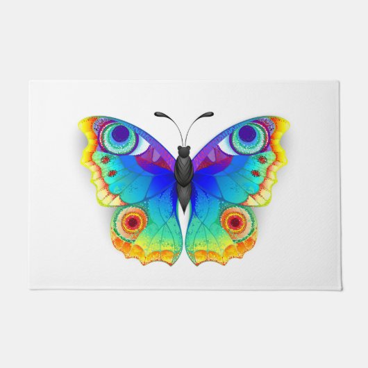 レインボーバタフライピーコックアイ ドアマット (正面)