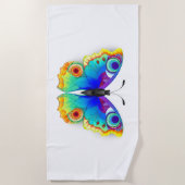レインボーバタフライピーコックアイ ビーチタオル (正面)