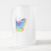 レインボーバタフライピーコックアイ フロストグラスビールジョッキ (正面左)